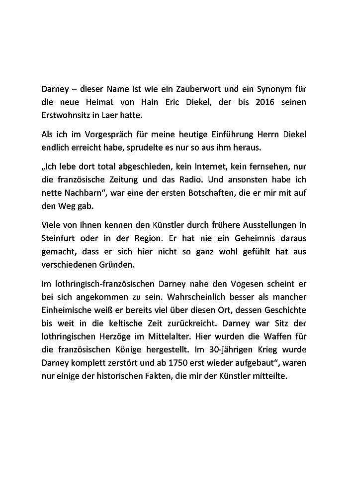 Einführung in die Ausstellung "Darney - la Vôge" in Steinfurt von Elvira Meisel-Kemper